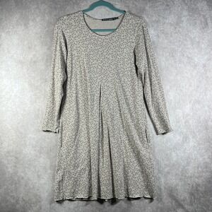 Gudrun Sjoden Dress Womens Small Beige Geometric Organic Cotton Long Sleeves